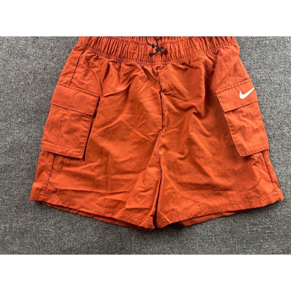 Nike Cargo Shorts Womens Small Orange Nylon Elastic Waist Swoosh Logo